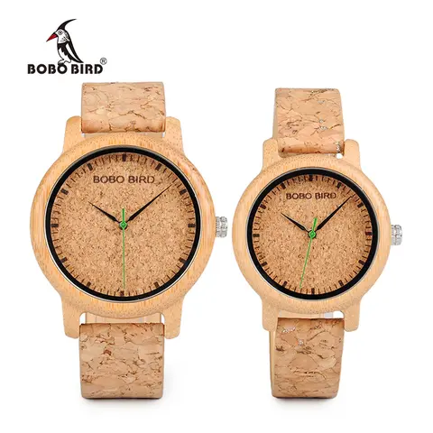 Handmade Wooden Couple Watch with Cork Strap BOBO BIRD