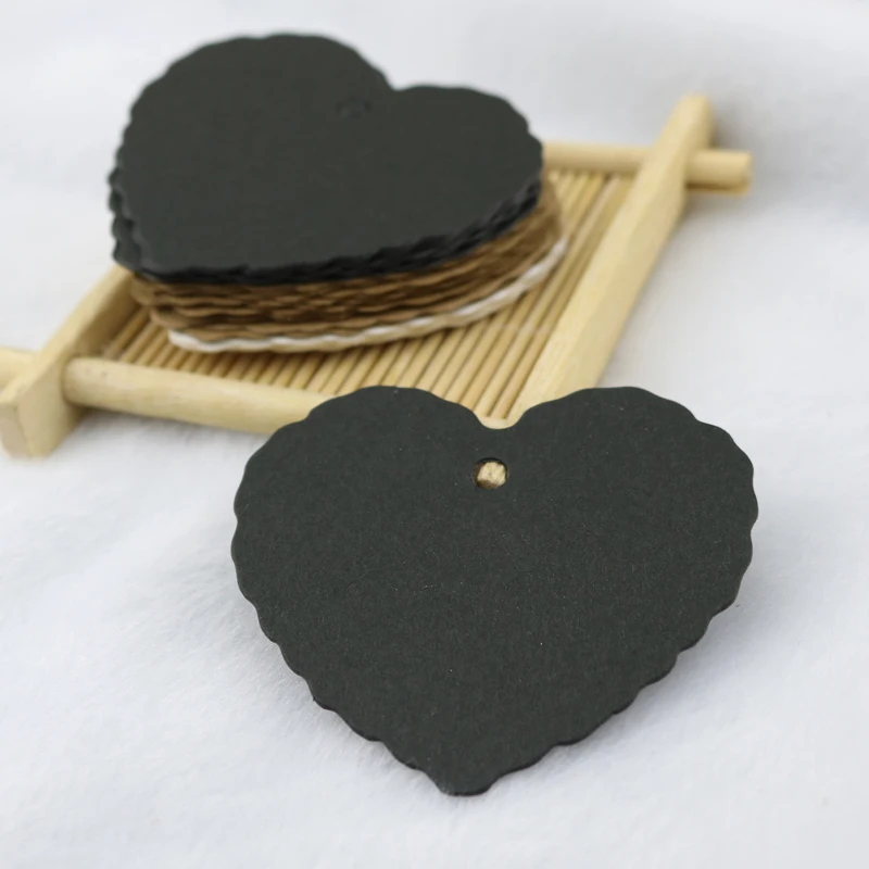 

100pcs/lot Kraft Paper Hang Tags Heart Design For Wedding Party Favor Punch Label Price Gift Cards 6x6cm