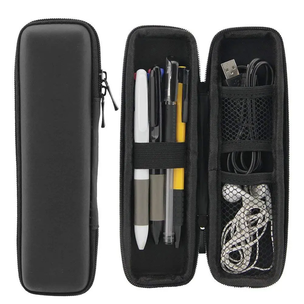 Office Students Pens Pouch Earphone Mesh Storage Organizer Pencil Zipper Case Double Zipper Sundries Badge Holder Storage Box