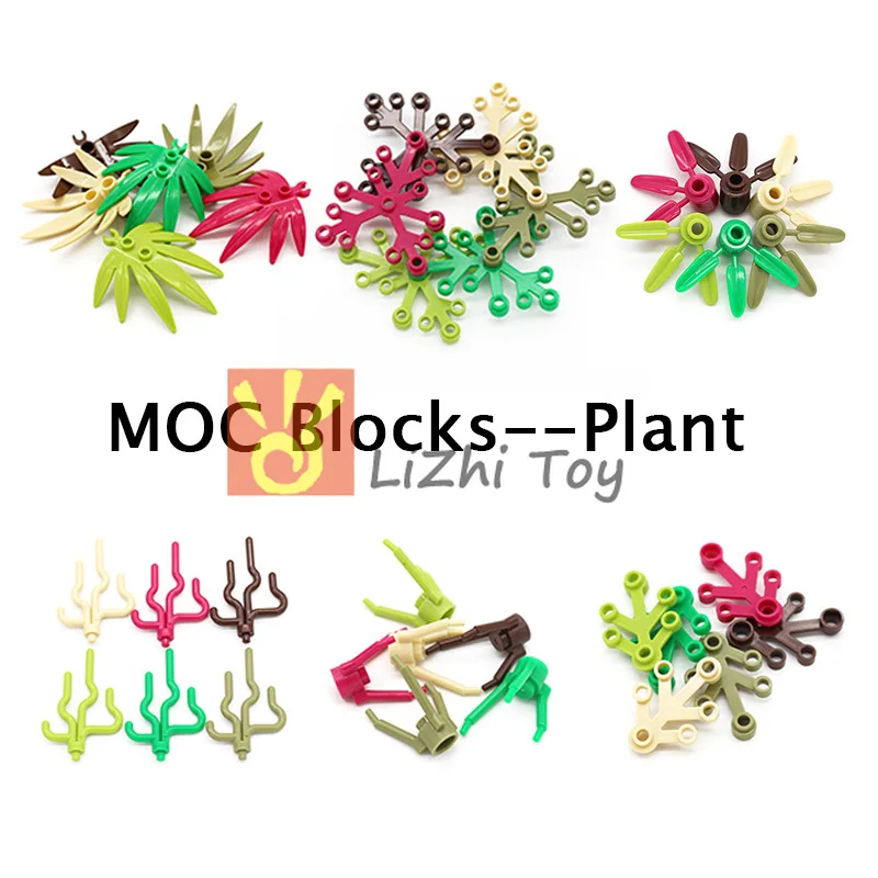 

100pcs Moc Blocks Plant Leaves Grass Bamboo Leaf Forest Garden DIY Building Blocks Bricks Compatible with Sea Grass Seaweed