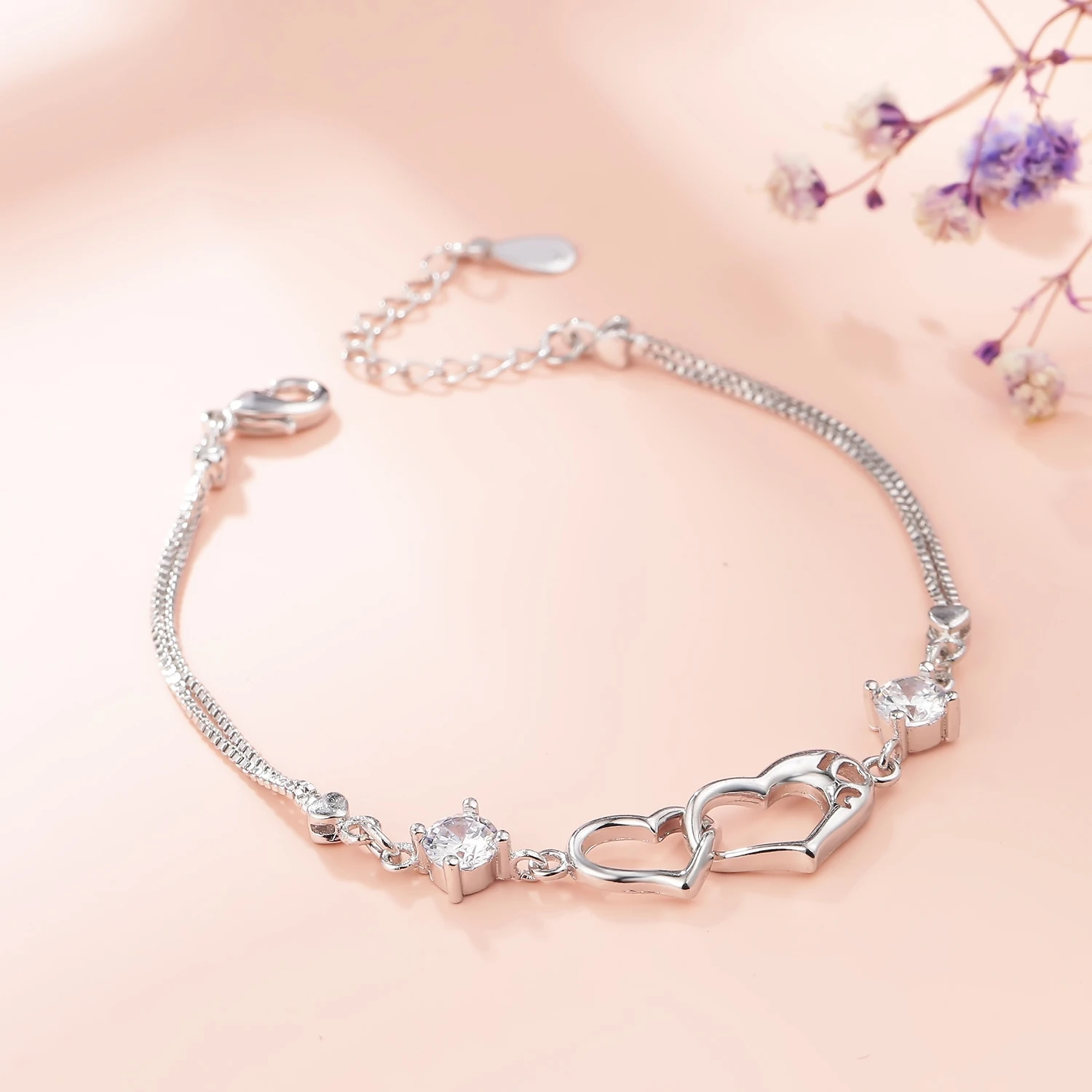 New Year Zircon Women\'s Chain Heart Bracelet
