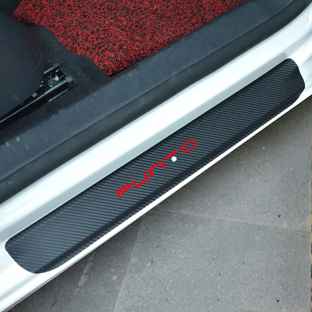 For Fiat punto Carbon Fiber Car Door Welcome Pedal Film Stickers Anti Scratch None Slip Door Sill Guard Lnterior Scuff