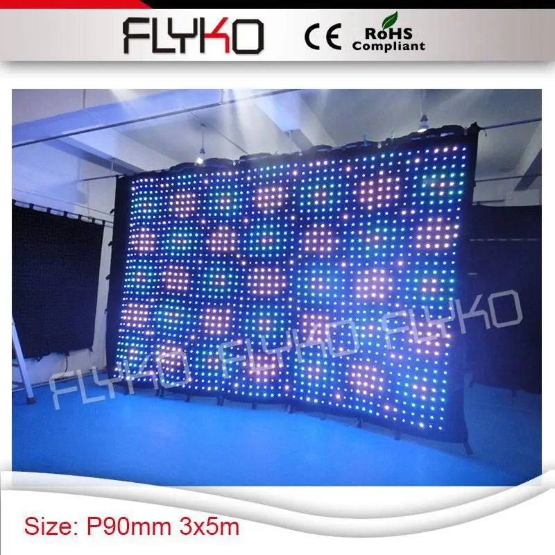 led vision cloth P9 good definition 3x5m hot size display images led lights video curtain wall