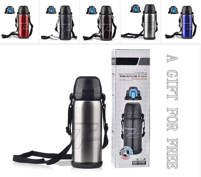 5 Color Stainless Steel Insulated Thermos Bottle 800ml Thermo Vacuum Flask Thermoses Thermal Coffee milk   Mountaineering kettle