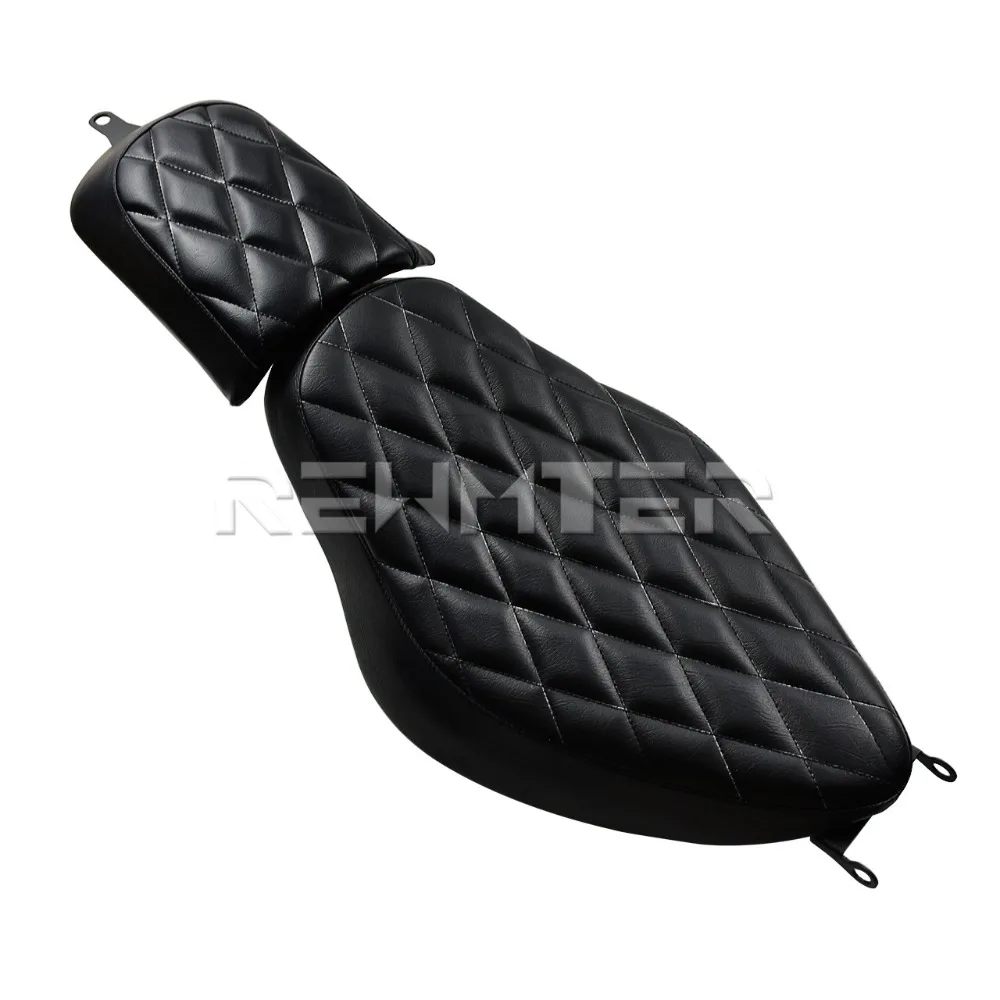 4 Models Black Motorcycle Front Driver+ Rear Passenger Seat Leather Pillow Seat Cushion For Harley Sportster XL 883 1200 Models