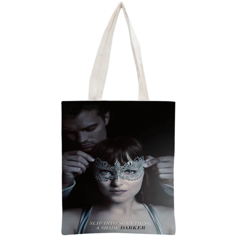 Custom Fifty Shades of Grey Tote Bag Reusable Handbag Women Shoulder Foldable Cotton Canvas Shopping Bags