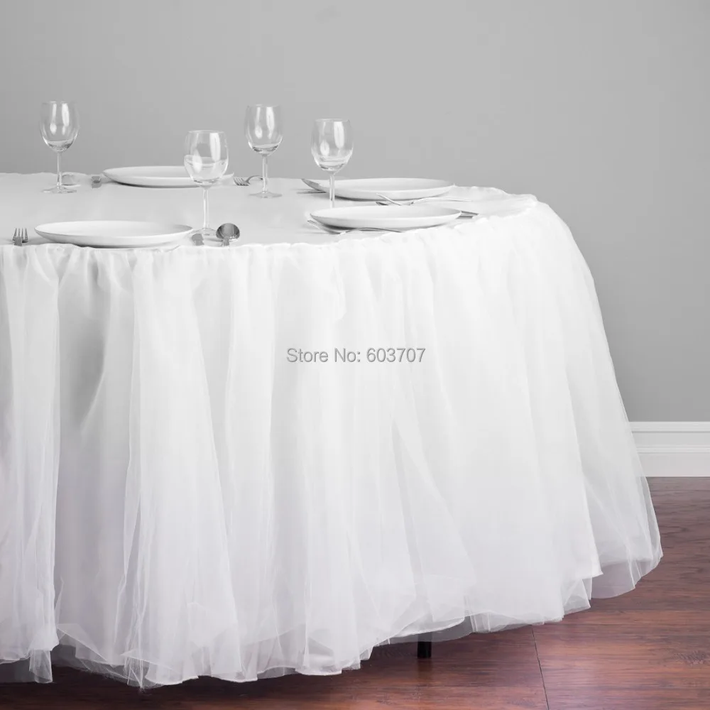 

Free Shipping Tulle Tutu/Organza & Satin Table Cloth Table Skirting Table Skirt for 60" Dia Round Table