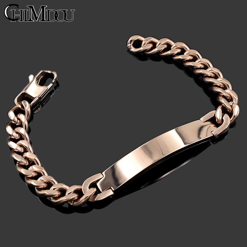 Christmas Gift !! Fashion Stainless Steel ID Bracelet Men Charm Jewelry Chain Cuff Bracelets Wholesale AB035