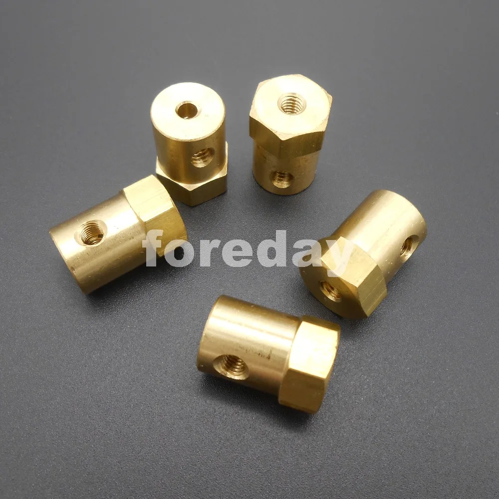 Motor de eje de rueda de latón de 5 piezas y 4MM, Hexagonal, longitud Total 18mm, acoplador de acoplamiento M4 de 12MM + 2 llaves inglesas * FD250X5 + 2