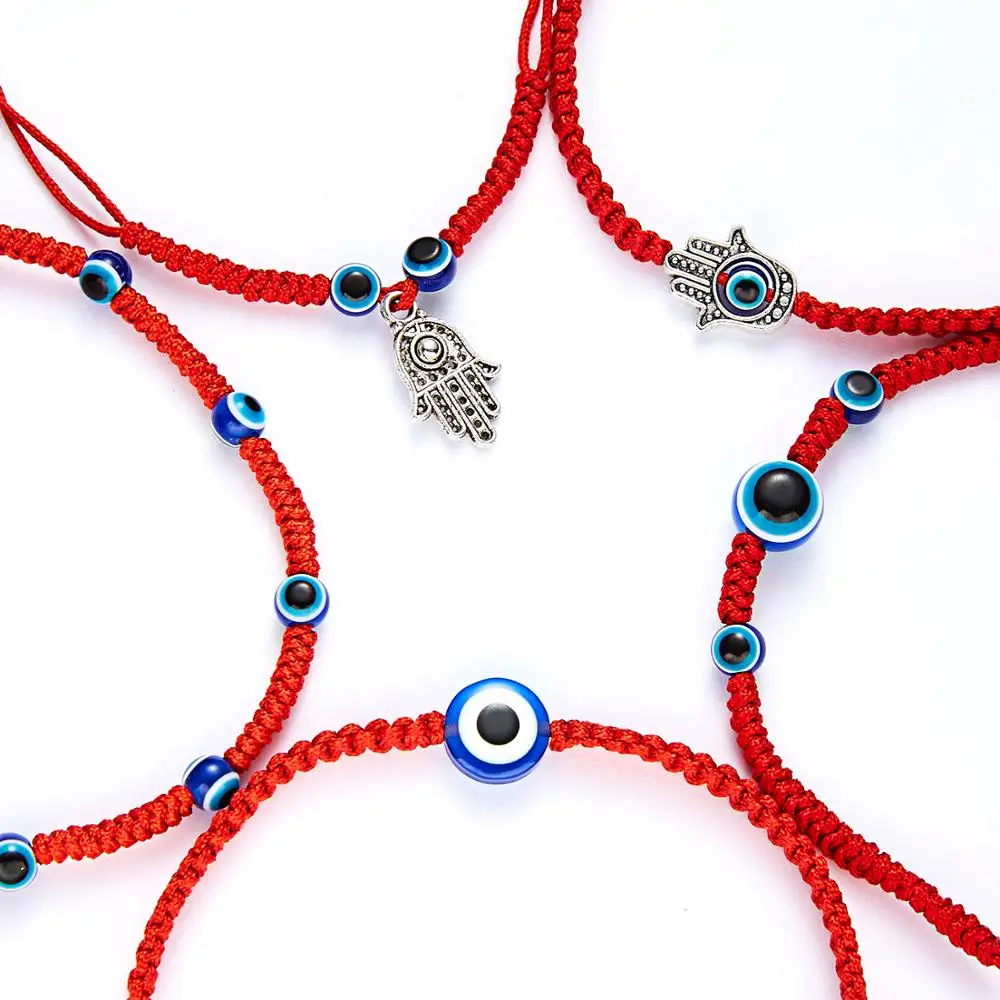 Simple Handmade Braided Lucky Red String Charm Bracelet Women Men Turkish Blue Evil Eye Beads Bracelet Trend Friendship Jewelry