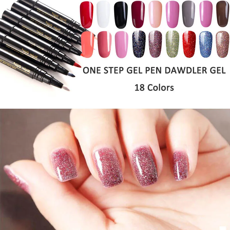 Een Stap Gel Nagellak Nail Brush Pen Niet Nodig Base Top Coat Led Uv Lamp Gel Lak Nail art Decoratie 3 In 1