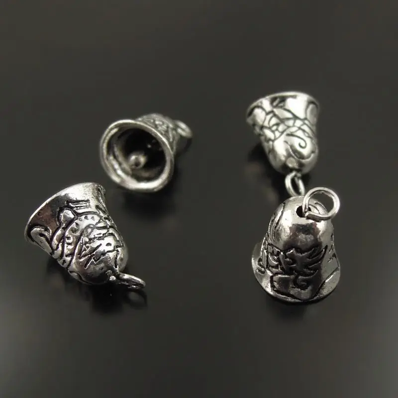 40PCS Vintage Necklace Pendant Craft Silver Color Zinc Alloy Small Bell Not Ring Pendant Charms Fashion Jewelry Hot 7*7mm 38373