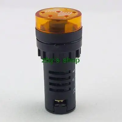 2PCS Yellow LED Indicator Light with Buzzer 220VAC  22mm Diameter  60mm Height