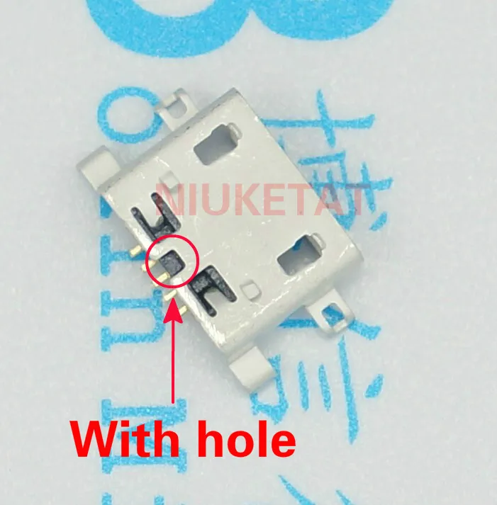100szt Złącze Micro USB 5pin 0.8mm Typ B Z otworem żeńskim Do telefonu komórkowego Złącze Micro USB Jack 5 pin Gniazdo ładowania