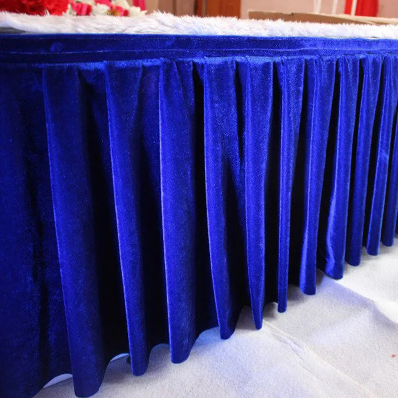 Luxury multi color ice silk table skirt white table cloth wedding table skirting for event party banquet hotel catwalk decor
