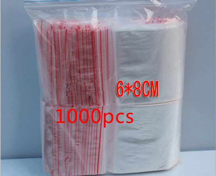 

1000PCS 6x8cm Transparent Travel Plastic Bag Gift Packaging Bag For Necklace/jewelry Small Ziplock Clear Self Seal Bags Pe Diy