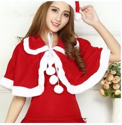 2024 New Arrival Christmas Cape Red Fantasy Santa Claus for women Party Gown Shawl Winter Party short Cloak