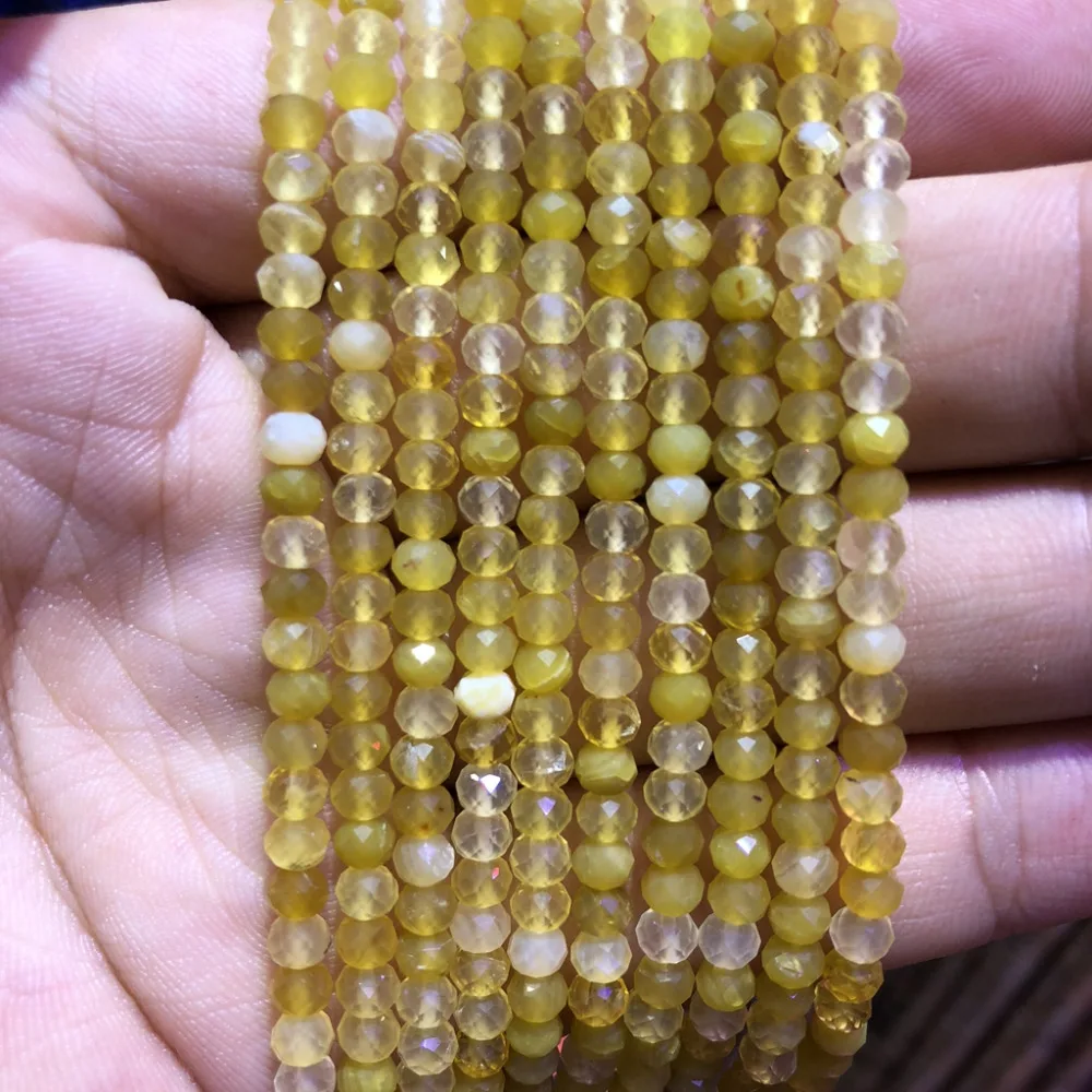 

5 strings Lot Natural Yellow Opal Facted Beads,Faceted Semi Gem Roundel Tiny Spacer Gem Beads,Size approx 3x4mm 15.5"/str