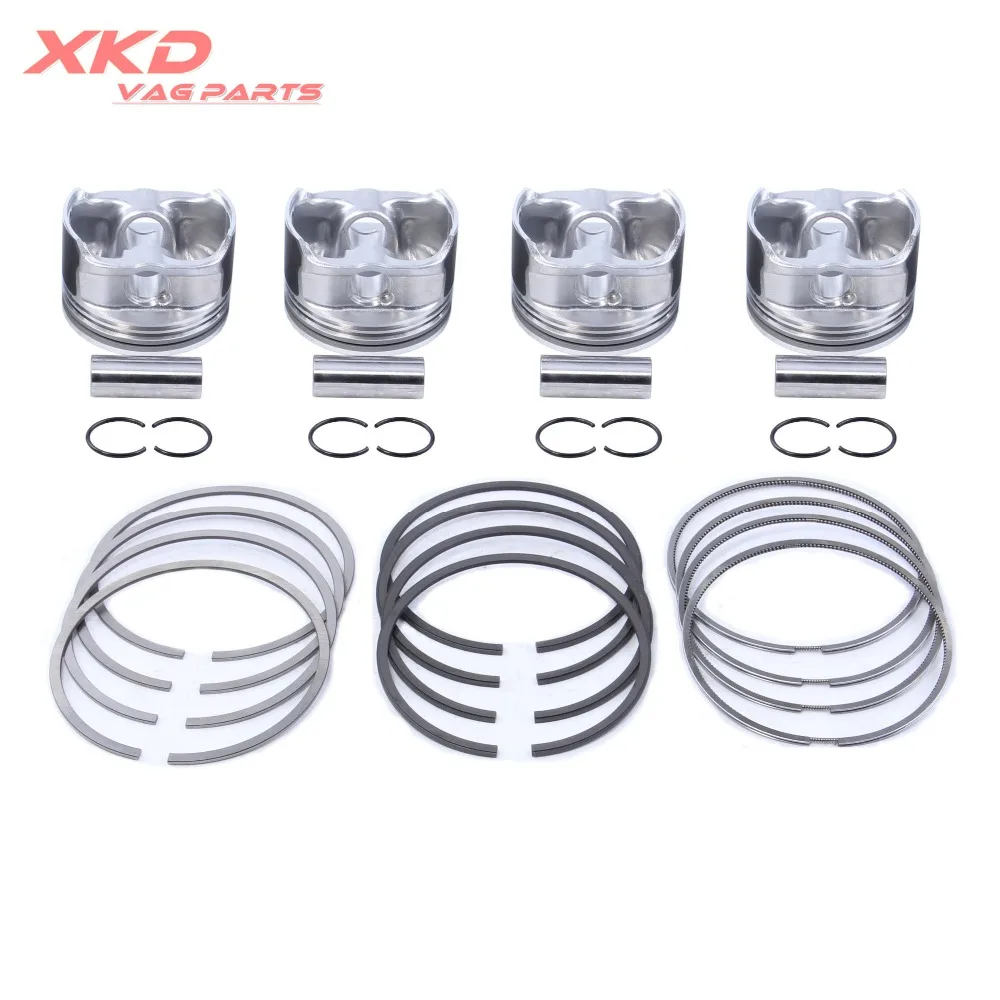 STD 81.0mm 4Pcs Piston & Rings Set Fit For AU-DI A3 A4 TT Golf G-TI Je-tta Passat 1.8T 06B107065N/F 06B 198 151 B 058 198 151 B