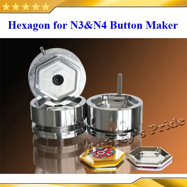 Hexagon Interchangeable Die Mould for New Pro Badge Machine Button Maker both Fit N3&N4 Button Machine