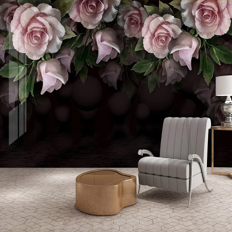 

Custom Any Size 3D Wallpaper Stereo European Style Retro Flower Black Photo Wall Mural Living Room Bedroom Waterproof Home Decor