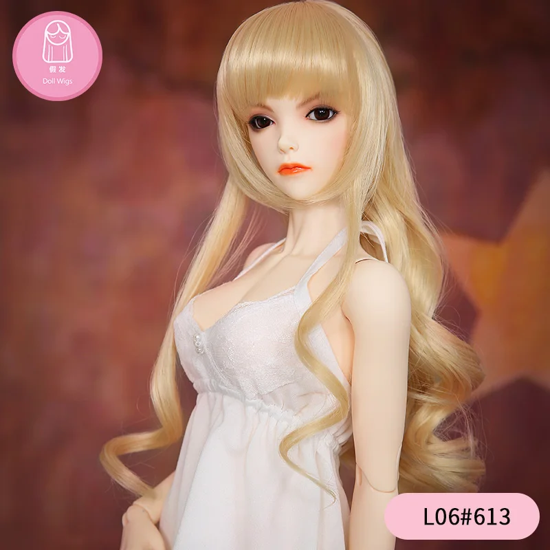 Wig For BJD Doll1/3 doll 22-24cm High-temperature Long Curly with bangs fashion girl hair gold brown L06# free shipping oueneifs