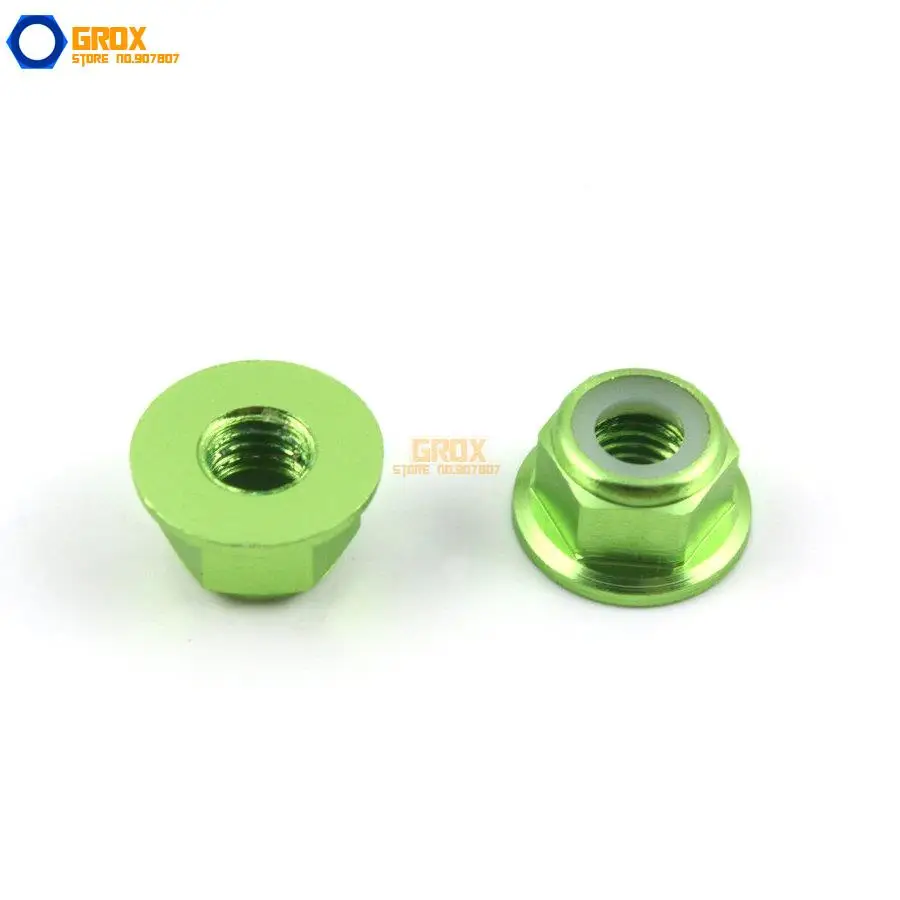 12 Stücke M4 Grün Hex Flansch Nylon Kontermutter Aluminium