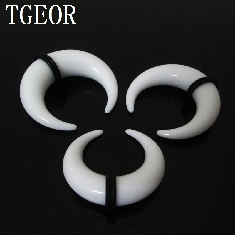 Fashion 1 pair mixed 3 gauges big size horseshoe ear expander acrylic piercing mixed solid color ear taper free shipping