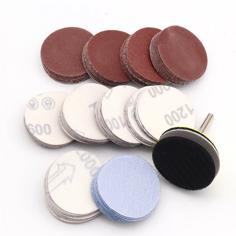 100pcs 2 inch 80-3000 Grit Round Self Adhesive Sandpaper +1pcs 6mm shank Disc Sand Sheets Sanding Disk for Sander Abrasive Tools