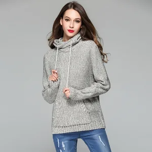 Women's Loose Knitted Sweater Lady Pullover Hooded Coat Female Knit Long Sleeve Cashmere Loose Sleeves Sweaters Knit Wear B-9268
