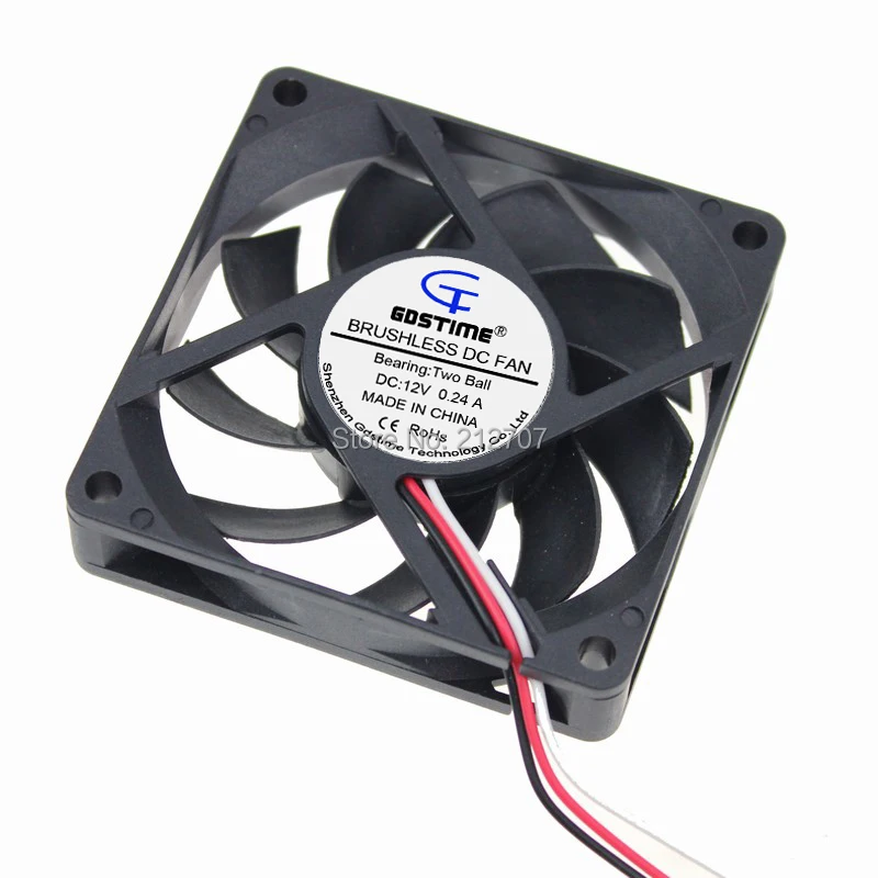 10Pcs Gdstime DC 12V 3Pin 70x70x15mm 70mm 7015 Dual Ball Bearing CPU Cooling Exhaust Fan