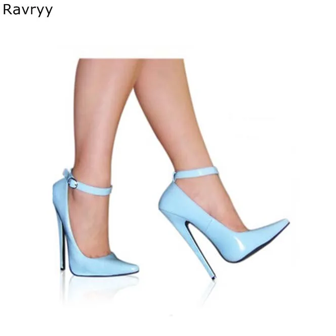 

Woman blue high heel Pointed Toe Sexy Pumps 16CM sky-high heels female dress shoes stiletto heels Model Show club party shoes