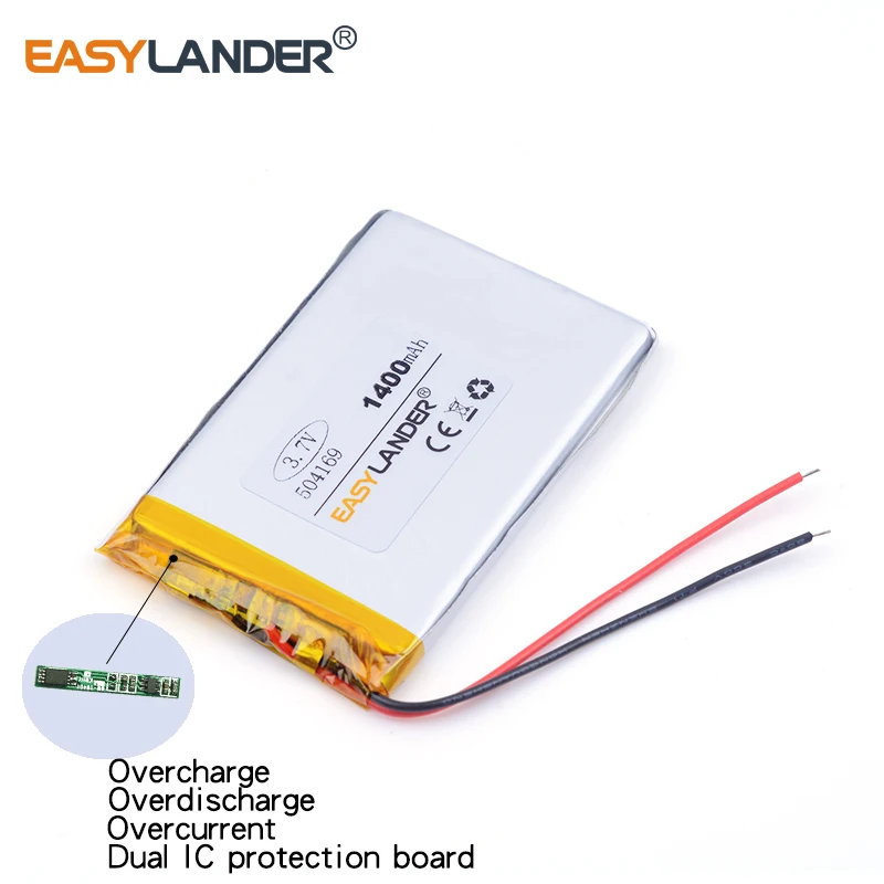充電式リチウムイオンポリマー電池,3.7 v,1400mah,504169
