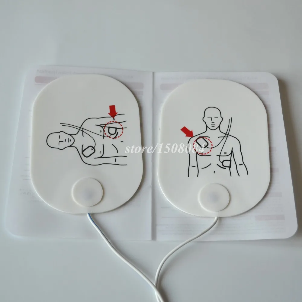 New 1 Pair Adult AED Training Machine Patch Sticky AED Conducting Pads With Wires Use With HeartStart Trainer New