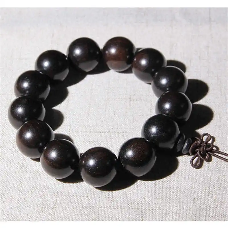 Natural Ebony Bracelets for Man Buddhist Black Sandalwood Prayer Hand Malas 10mm 12mm 15mm 18mm 20mm BRO571