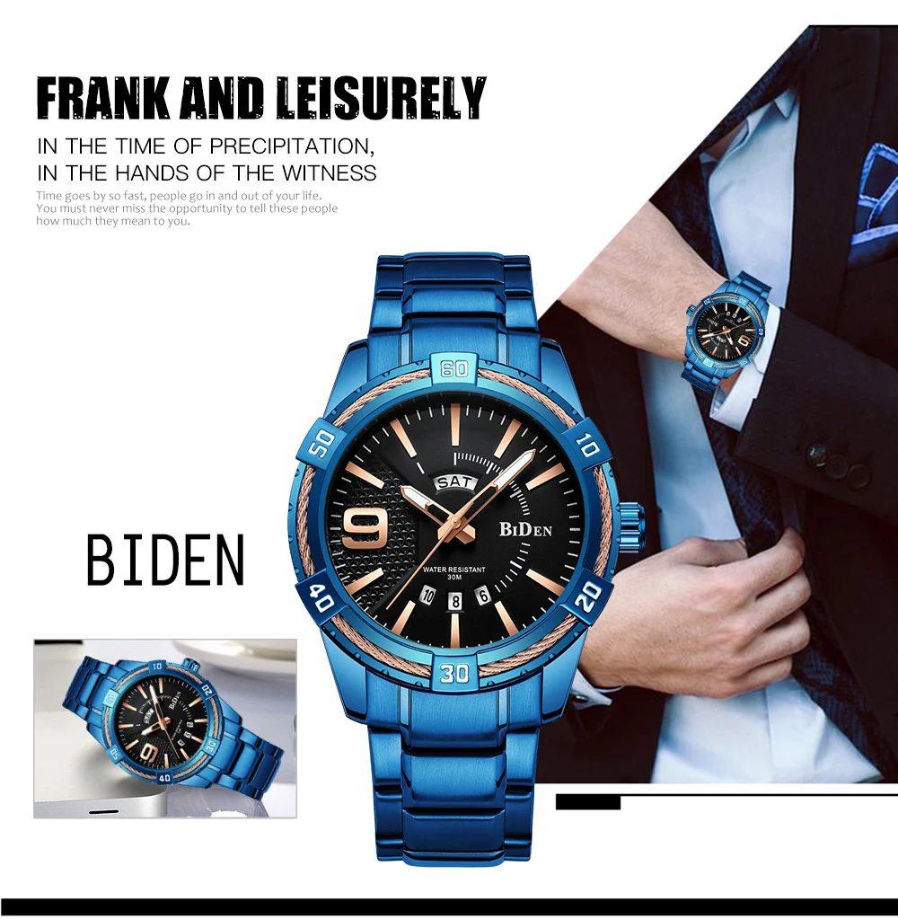 BIDEN Brand Fashion Mens Watches Luxury Militray Sport Quartz Watch Men Waterproof Sport Clock Wristwatches Relogio Masculino