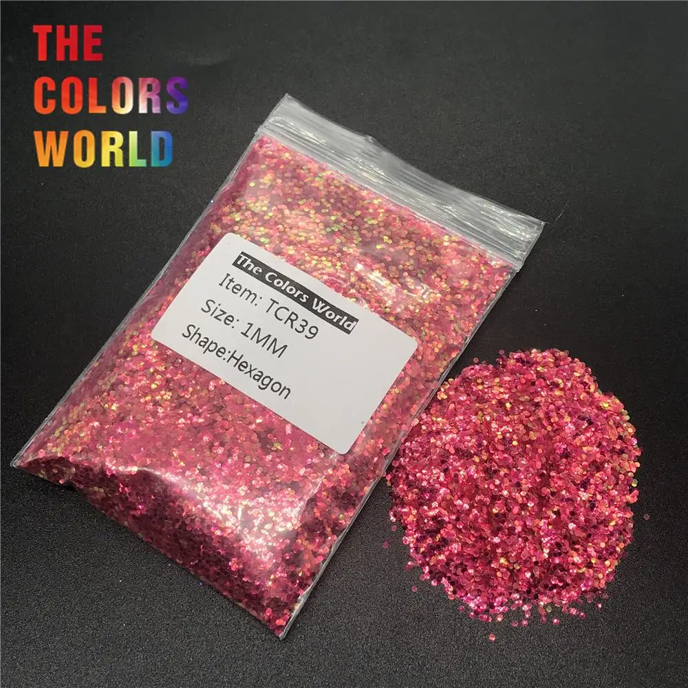 

TCR39 Iridescent Rainbow Rose Red Color Hexagon Shape Glitter Nail Art Decoration Body Paint Makeup Henna Tattoo Handwork DIY