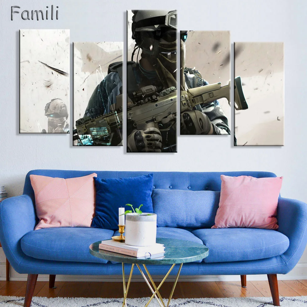 5Pieces/set Modern Canvas Art new Print Abstract Soldiers Sunset Decorations for Home Decorative Painting for Living Room