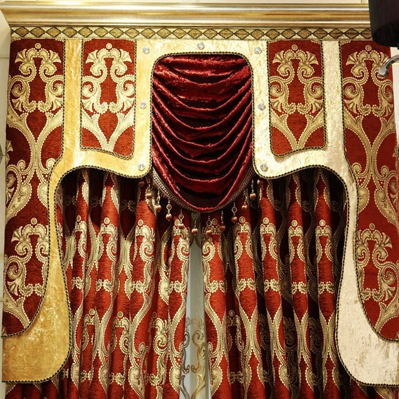 The Red luxurious ancient Roman helmet Head Hook Hang style curtains for living room curtains of Restaurant Red Golden palace Ho