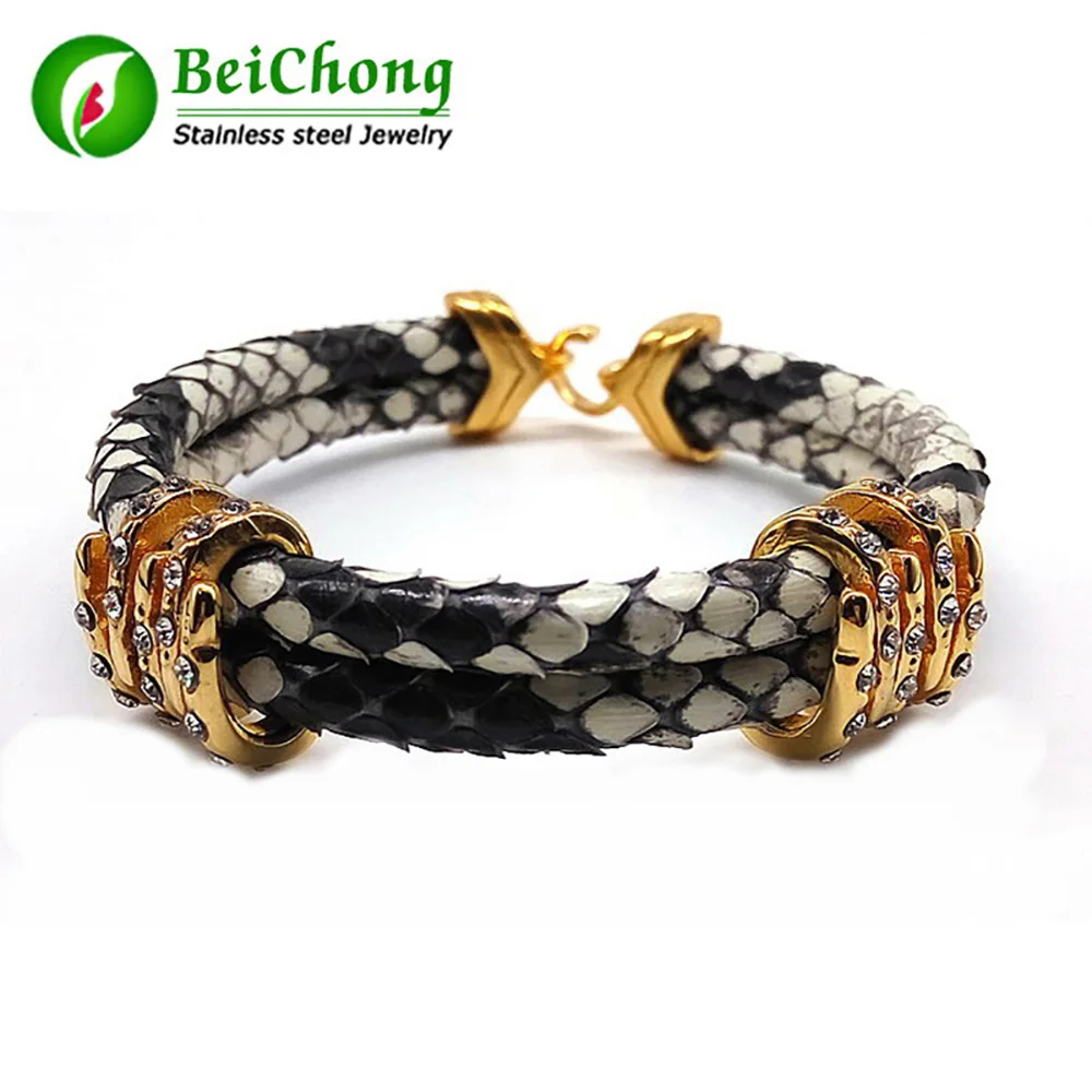 10pcs Men Bracelets Mens White Python Leather Bracelet With Cubic Charming Braiding Macrame Bracelet