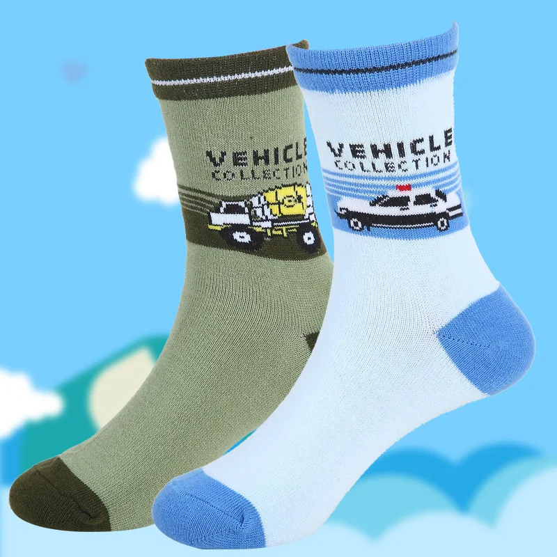 

4 pairs / lot children socks 2017 Spring &autumn cartoon car 5 colors cotton kids boys socks 1- 12 year baby socks