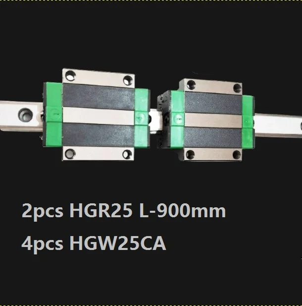 2pcs China made HGR25 L-900mm linear guide / rail + 4pcs HGW25CA / HGW25 linear blocks carriage flanged  CNC