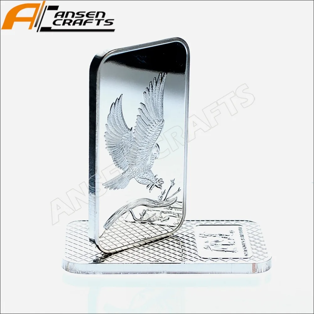 3 Pcs/Lot One Troy Ounce Eagle and Prospector Fine Silver Plated USA Bullion Ingot Bar