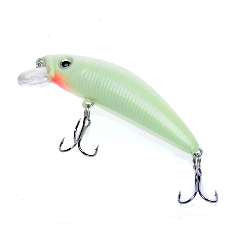 1 sztuk 3D Luminous noc przynęta na ryby 7cm 8g Bass Minnow przynęty z kotwiczki sztuczne twarde Crankbaits Pike Carp Pesca Tackle