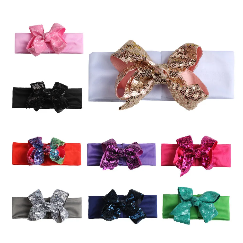 

10PC 2018 Newborn Bow Headband For Toddler Baby Bowknot Children Knitted Stretch Turban Hair Band Hair Accessories 9 Colors