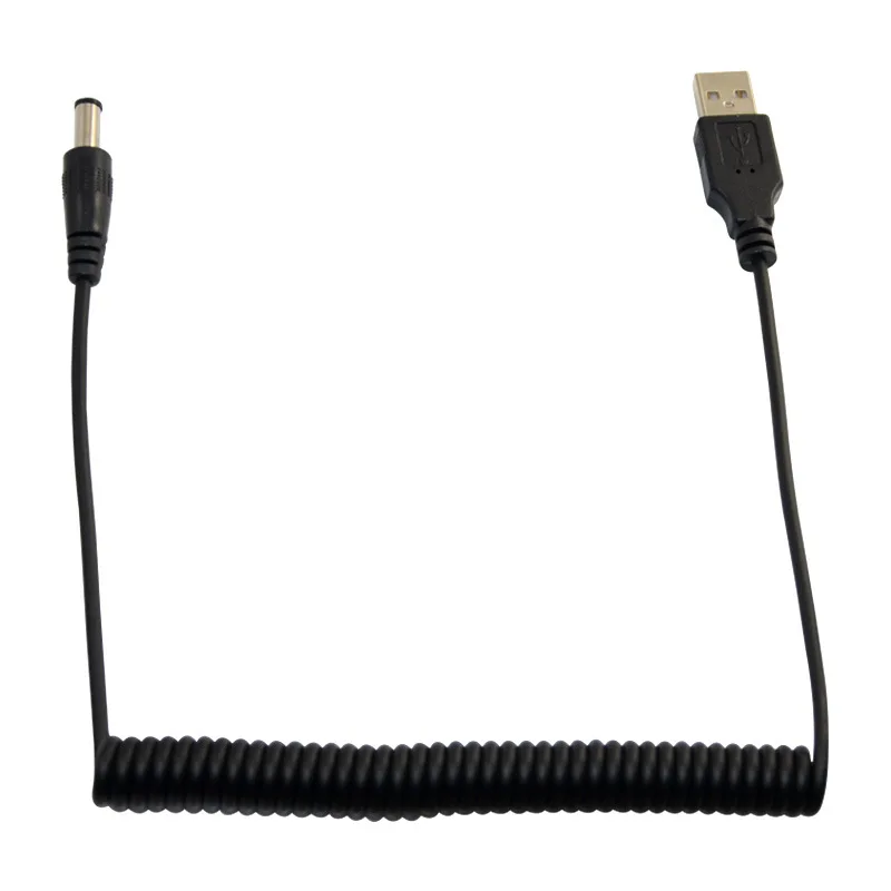 5V2A الحالي الطاقة الحبل كابل الشحن USB إلى DC5.5 * 3.3 مللي متر 5.5x3.3 مللي متر الذكور USB كابل تلسكوبي الربيع كابل