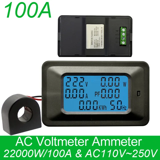 AC 22KW 85 ~ 250V 100A cyfrowy miernik napięcia wskaźnik energii energii woltomierz amperomierz prądu Amps Volt wattmeter tester detektor