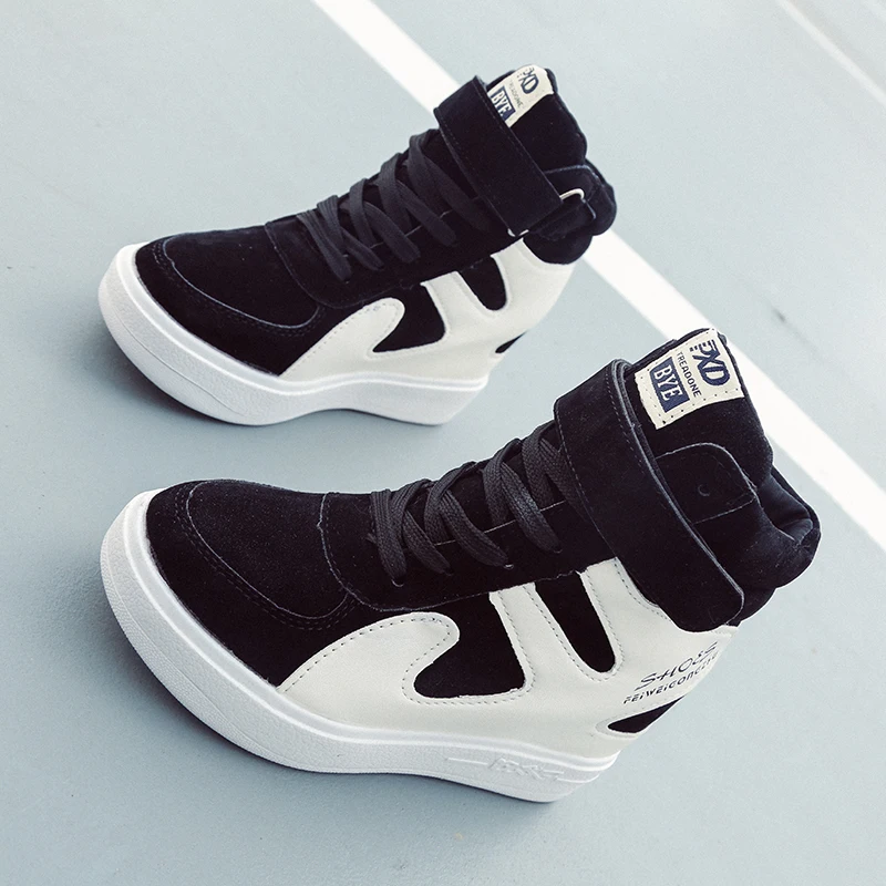 Height Increasing Casual Women Shoes Suede Leather Black White Platform Sneakers Women 2024 Ladies Shoes Woman Chaussures Femme