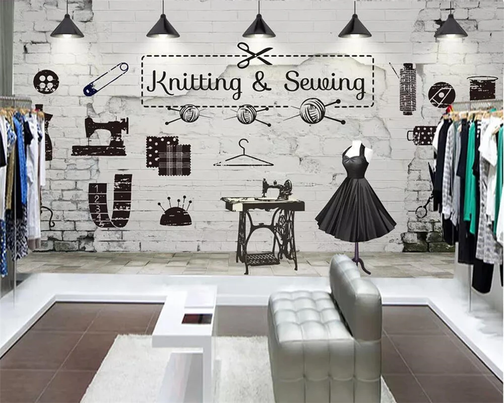 Custom Wallpaper Mural Brick Wall Clothing Store Image Wall Background Wall Mural Home Decor Tailor Shop Self-adhesive mural