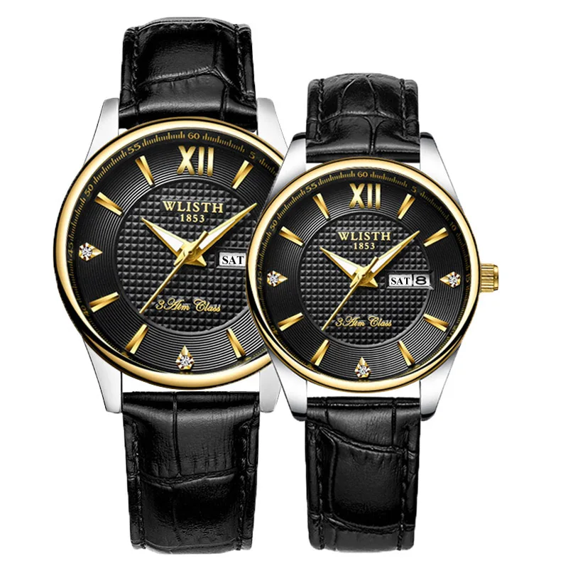 Casal Relógios De Pulso Alta Qualidade Top Marca WLISTH Business Watch para Homens Hour Women Relógios Dual Calendar Ladies Watch for Lover